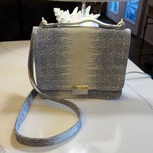 Lauren Merkin Blue to White simulated Snakeskin Crossbody Bag